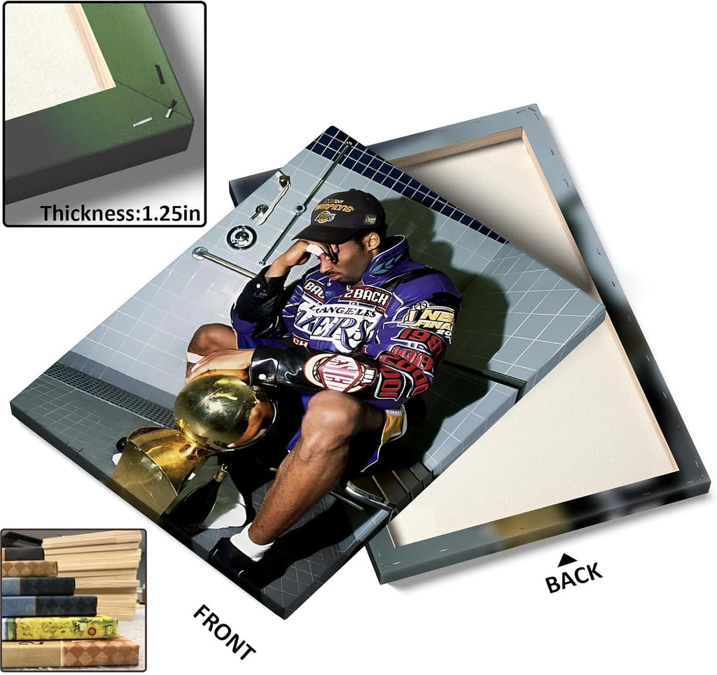 Kobe Bryant Canvas Wall Art Decor - Iconic Lakers Championship Celebration Artwork, Trophy and Team Tribute, Bold NBA Finals Victory Poster for Office, Home or Game Room Wall Decoration
