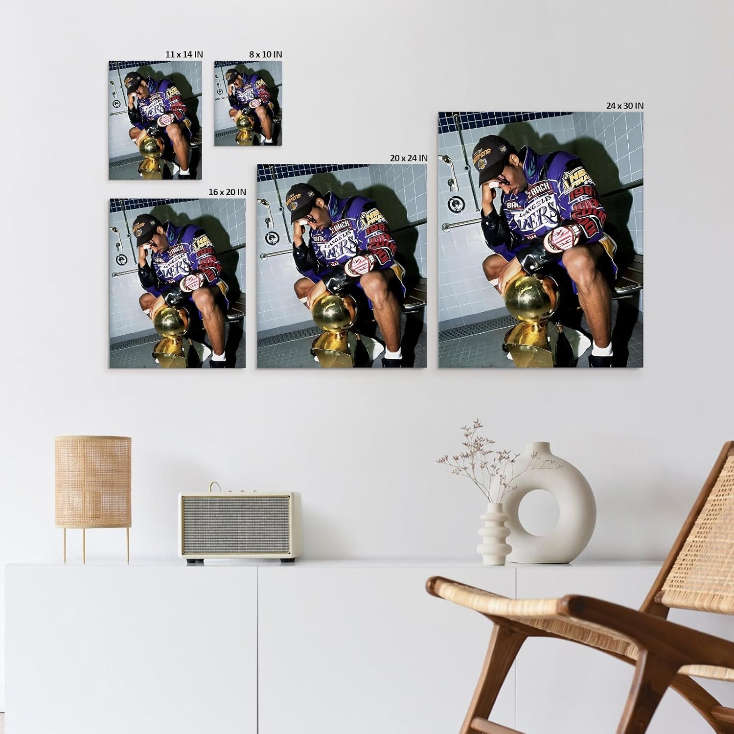 Kobe Bryant Canvas Wall Art Decor - Iconic Lakers Championship Celebration Artwork, Trophy and Team Tribute, Bold NBA Finals Victory Poster for Office, Home or Game Room Wall Decoration