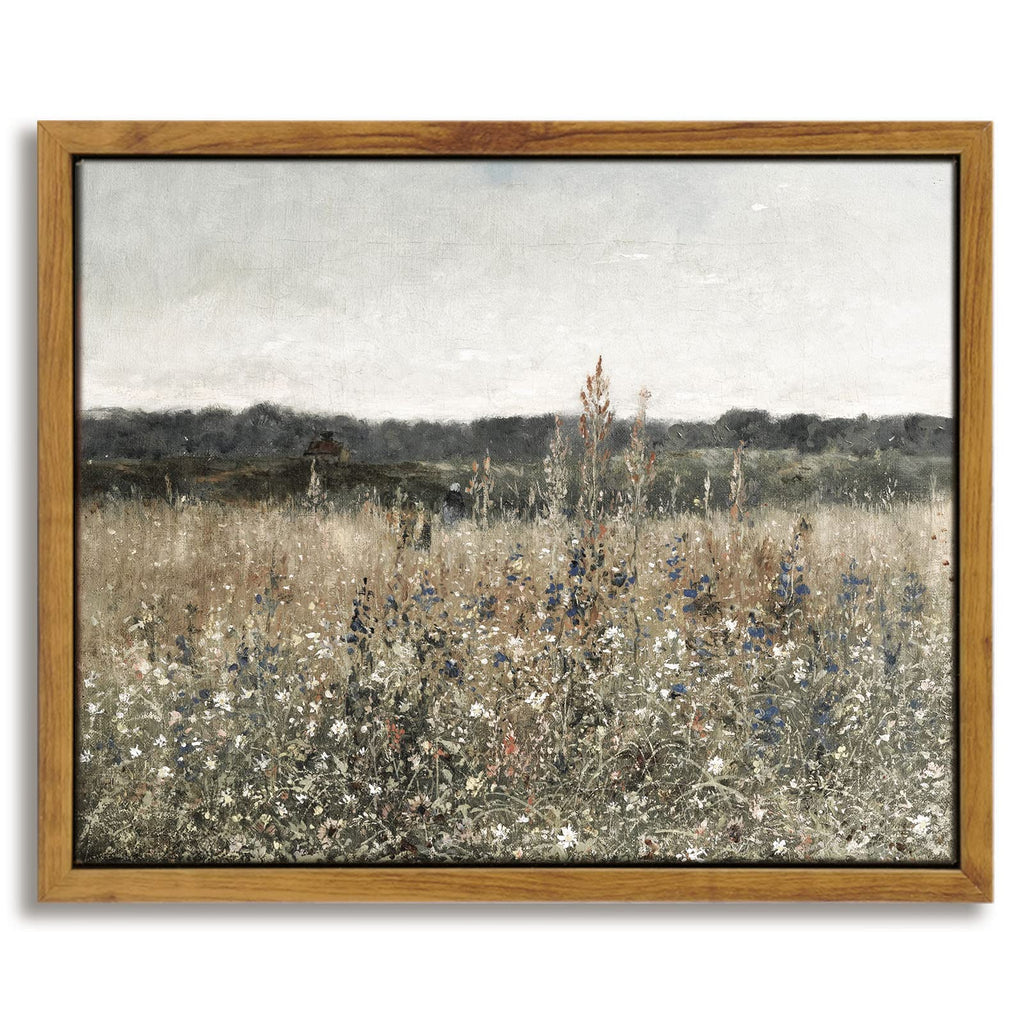 InSimSea Framed Canvas Wall Art, Meadow with Flowers Painting, Landscape for Living Room, Bedroom, Home, Bathroom Decor