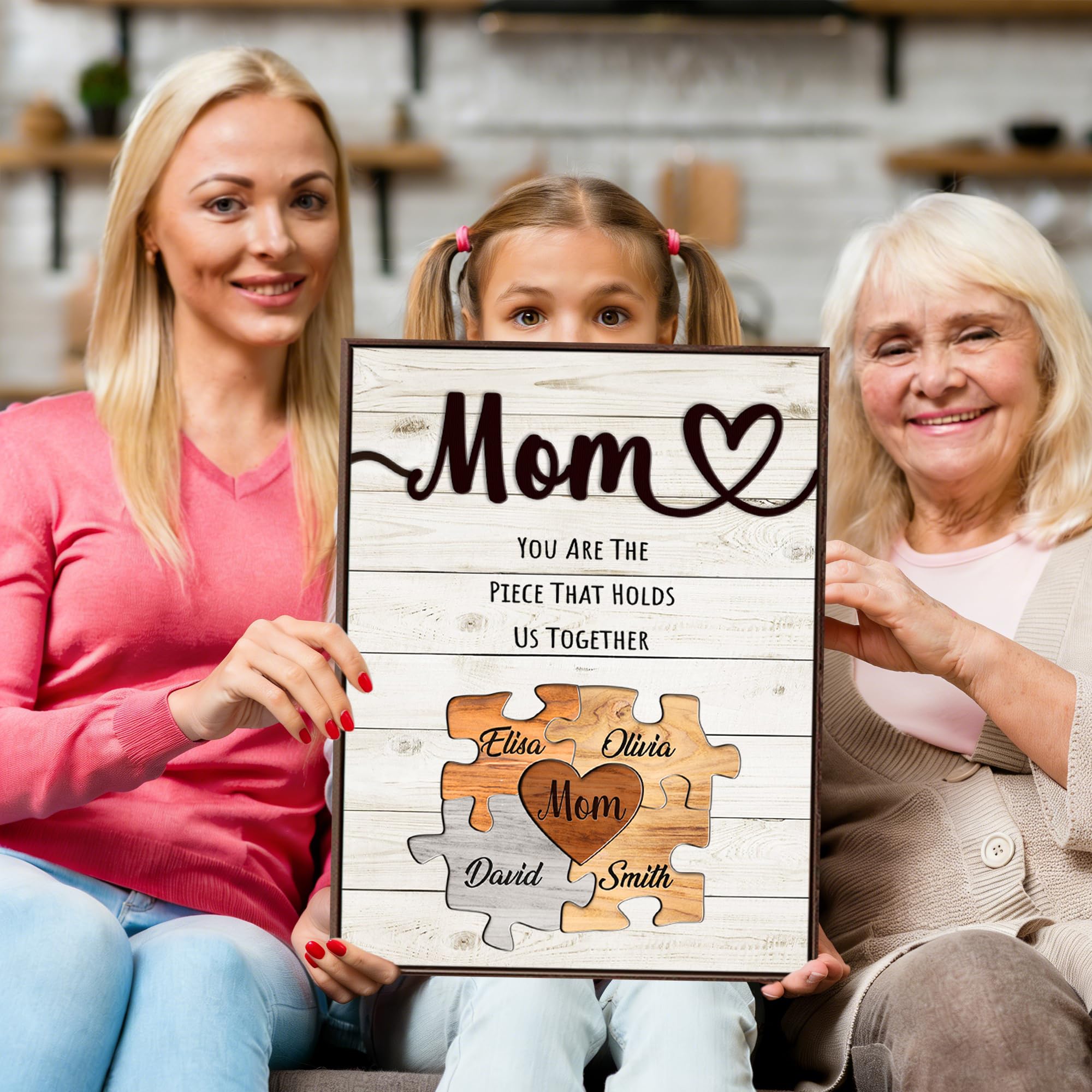 Personalized Mothers Day Idea Gifts for Mom from Daughter Son Kids Husband Custom Puzzles Sign Canvas Prints with Names for Mom Nana Grandma Customized Mother's Day Birthday Wall Art Decoration Gift