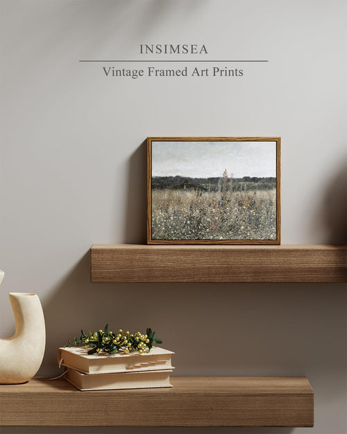 InSimSea Framed Canvas Wall Art, Meadow with Flowers Painting, Landscape for Living Room, Bedroom, Home, Bathroom Decor