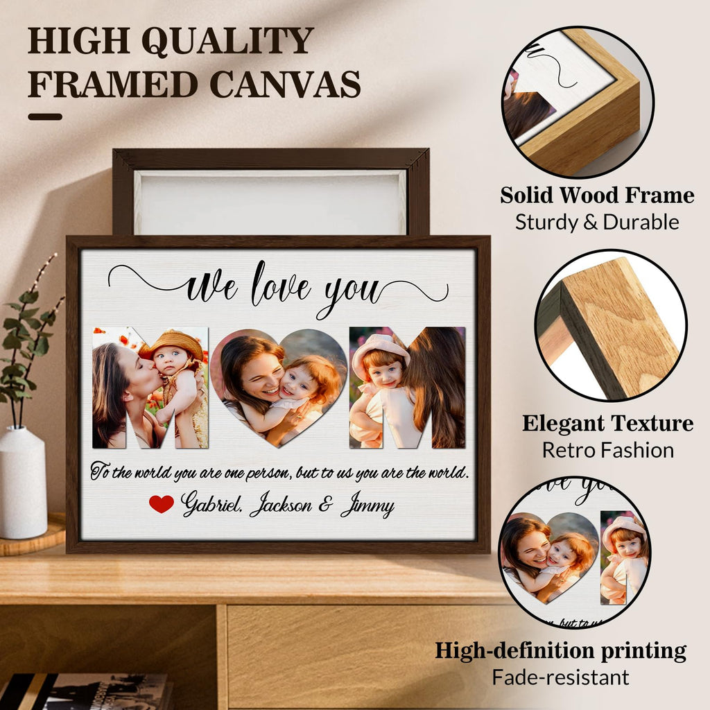 Ship Next Day Personalized Mothers Day Gifts for Grandma from Grandkids, Custom Canvas Picture Framed Wall Art for Grandma, Customized Photo Gifts for Grandmother Grammy NANA 10"x 8"