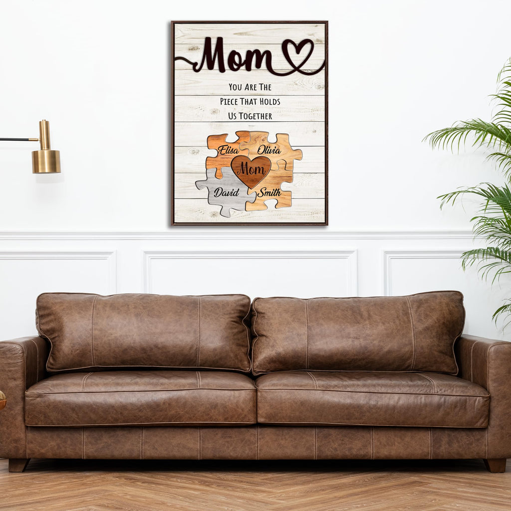 Personalized Mothers Day Idea Gifts for Mom from Daughter Son Kids Husband Custom Puzzles Sign Canvas Prints with Names for Mom Nana Grandma Customized Mother's Day Birthday Wall Art Decoration Gift