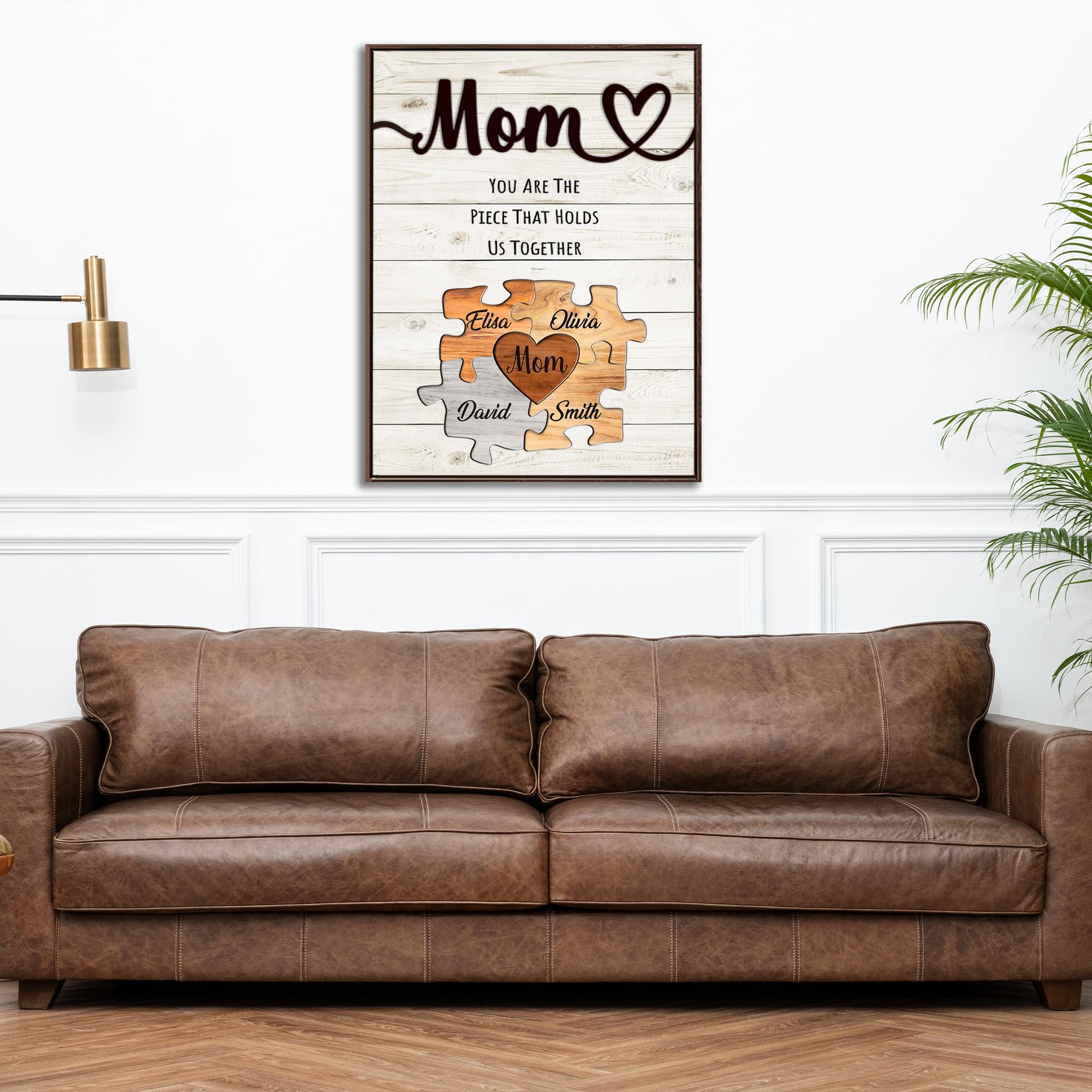 Personalized Mothers Day Idea Gifts for Mom from Daughter Son Kids Husband Custom Puzzles Sign Canvas Prints with Names for Mom Nana Grandma Customized Mother's Day Birthday Wall Art Decoration Gift