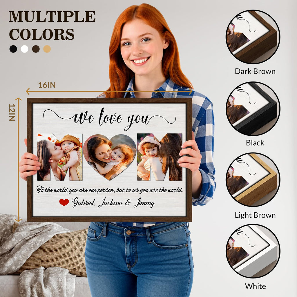 Ship Next Day Personalized Mothers Day Gifts for Grandma from Grandkids, Custom Canvas Picture Framed Wall Art for Grandma, Customized Photo Gifts for Grandmother Grammy NANA 10"x 8"