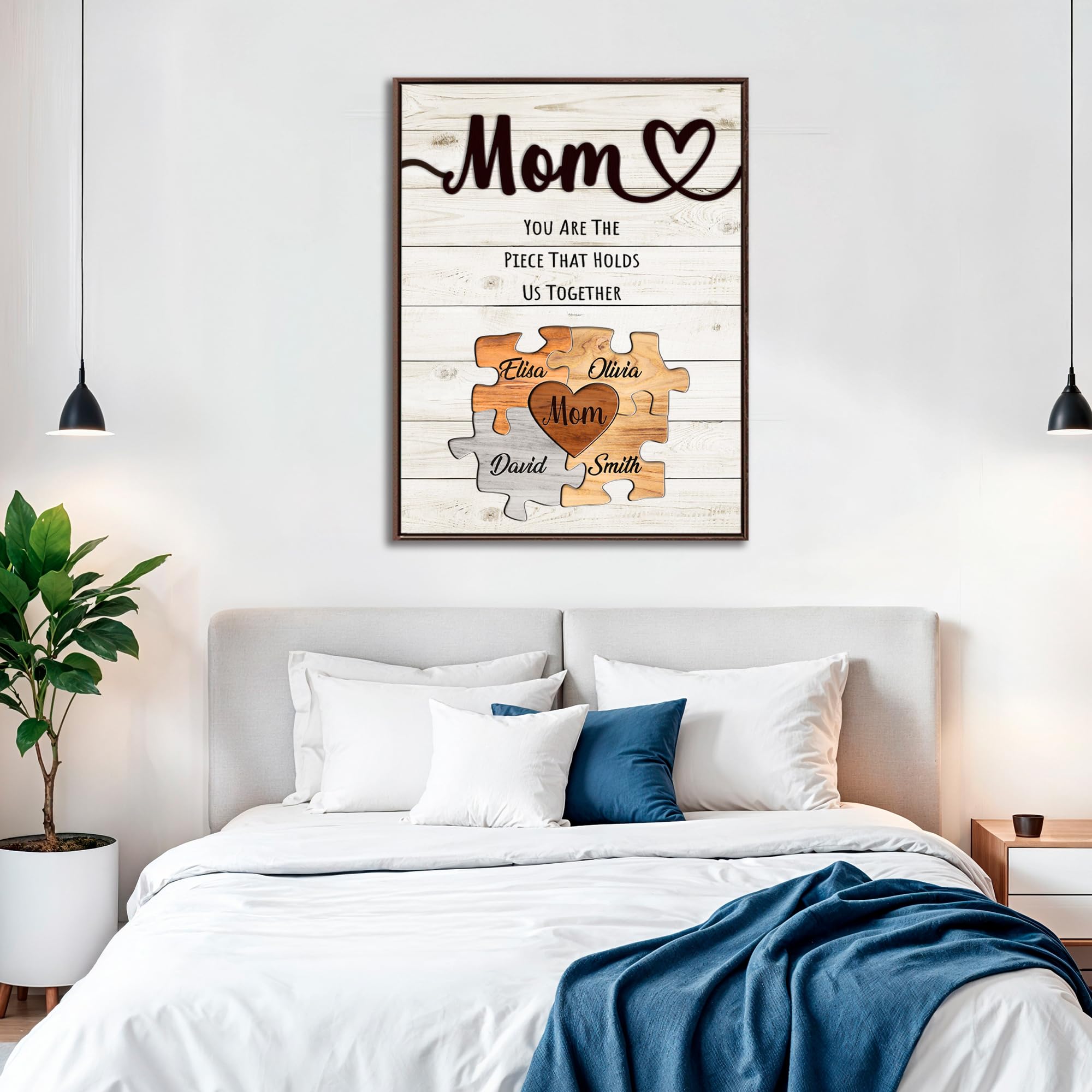 Personalized Mothers Day Idea Gifts for Mom from Daughter Son Kids Husband Custom Puzzles Sign Canvas Prints with Names for Mom Nana Grandma Customized Mother's Day Birthday Wall Art Decoration Gift
